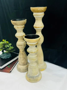 Candle Holder Vintage Pillar Candles Holders for Table Centerpiece Wedding Birth - Picture 1 of 8