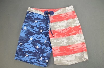 Shorts de tabuleiro masculino Vineyard Vines estrelas e listras 33 praia natação camuflagem bandeira 9" - Imagem 1 de 4