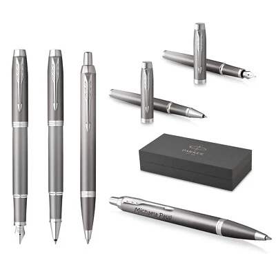 PARKER Fülle KugeIschreiber Rollerball IM Rituals Grey Chrom mit Gravur und Etui - Bild 1 von 4