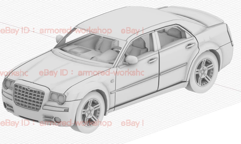 3D Printed 1/72 Chrysler 300C Sedan Unpainted - Image 1 of 4
