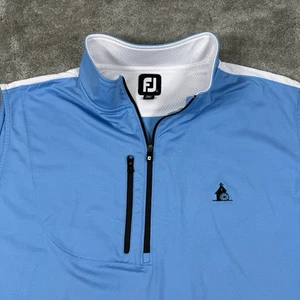 Footjoy FJ St Andrews Old Course Golf Vest Mens 1/4 Zip Blue Large Pullover - Picture 1 of 9