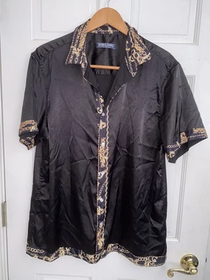 Camisa de vestir PJ Paul Jones para hombre XL NEGRA manga corta satinado sedoso Foto 1 de 4