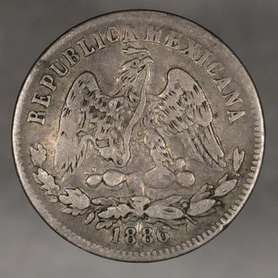 Contramarca de 25 centavos de plata de México Zs Z de 1886 Foto 1 de 2