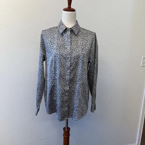 Chico's Button Up Shirt Womens Size 1 8/10 No Iron Animal Print Coolmax - Picture 1 of 10