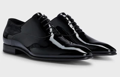 Hugo Boss Evening Oxford Patent Formal Shoes Black Size UK10 RRP £349 - Image 1 of 4