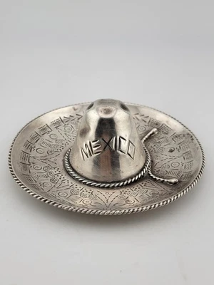 "Sombrero Vintage México Souvenir Plata de Ley 925 4"" con Símbolo MASÓNICO".  Foto 1 de 4