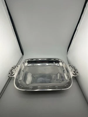 Nambe 210 Rectangle Tray With Ornate Handles - Image 1 of 4