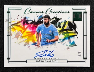 23-24 Panini Impeccable Josko Gvardiol Auto On Card 5/5 Canvas Creations Emerald - Foto 1 di 2
