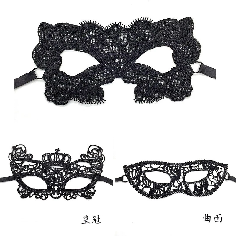Sexy Máscara de Ojos de Barra de Media Cara Negro Encaje Fiesta Sexy Halloween Accesorios Popular Foto 1 de 4