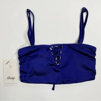Nuevo con etiquetas Top de bikini Maaji Blue Jazz Band Lexi Bandeau talla pequeña Foto 1 de 4