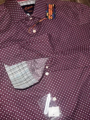 EGARA Dress Shirt Mens Large Burgundy Diamond Slim Fit Stretch Non Iron NWT! - Image 1 of 4