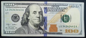 *Awesome Near Repeater*Series 2009 A $100 Federal Reserve Note-Serial #34343443 - Picture 1 of 4