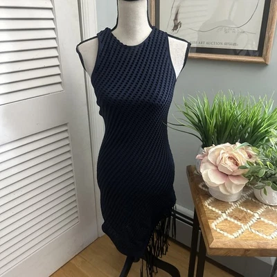 Vestido JONATHAN SIMKHAI para mujer pequeño azul con flecos de chelle punto Foto 1 de 4