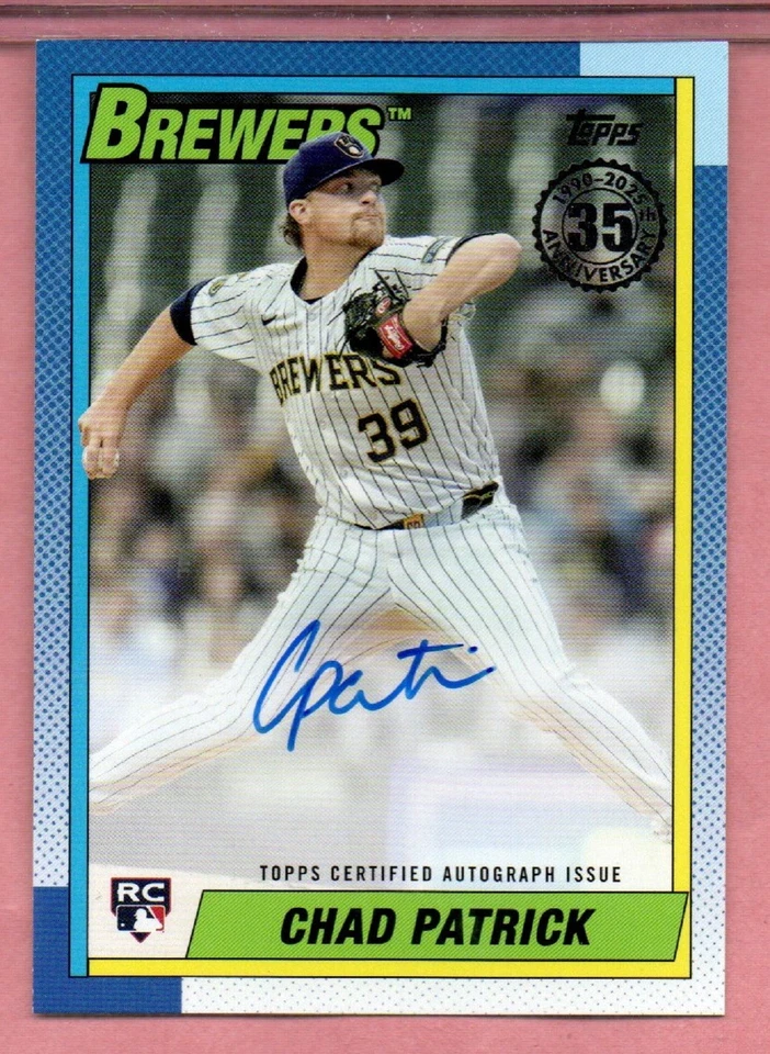 Chad Patrick 2025 Topps Update 1990 Autograph Auto RC Brewers - Image 1 of 1