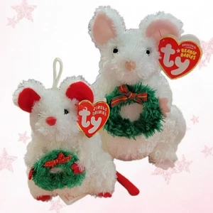 🎄 GUIRNALDAS 🎄 Juego de 2 TY BEANIE BEBÉS/JINGLE BEANIE RATONES NAVIDAD - MWMT'S - Imagen 1 de 6