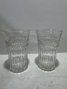 Vintage Lorbeer Klar Pressglas Flach Becher Gläser 2er Set - Bild 1 von 10