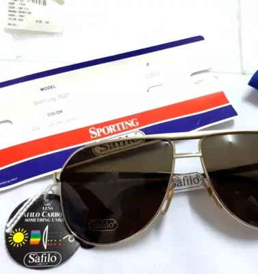 GAFAS DE SOL DE COLECCIÓN AÑOS 90 SAFILO SPORTIVAS 7527 AVIADOR ITALIA PILOTO METAL DORADO CRISTALES  Foto 1 de 4