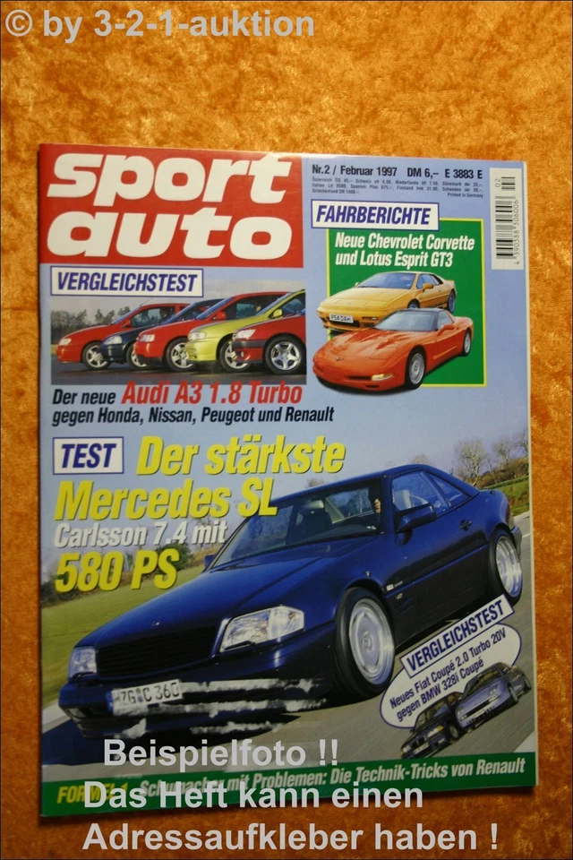 Sport Auto 2/97 Carlsson SL Corvette Lotus Esprit GT3 - Immagine 1 di 1