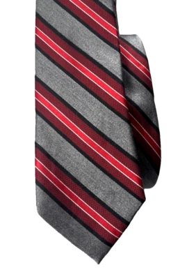 Corbata Express Hombre 100% Seda Borgoña Rayas en Gris 62x3.25" Foto 1 de 4