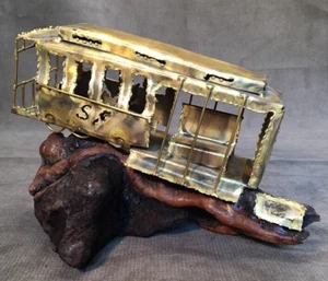 Vintage Mid Century San Francisco Trolley Sculpture Art Signed Peter Wood - Picture 1 of 12