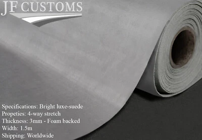 LIGHT GREY LUXE-SUEDE QUALITY CRAFTS AUTOMOTIVE FABRIC LUXURIOUS 100cm x 150cm - Image 1 of 3