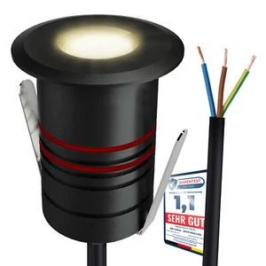 JAVO Mini LED Bodeneinbaustrahler für Außen IP67 230V schwarz warmweiß - Bild 1 von 10