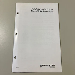 Vintage 1983 FORTUNE Systems Corp. Computer Switch Settings For Printers 32:16 - Afbeelding 1 van 6