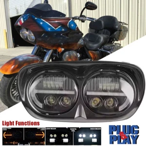 LED Headlight DRL for Harley Road Glide 2004-2013 w/Yellow Turn Signal Plug&Play - Picture 1 of 13