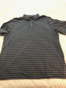 Roundtree & Yorke Performance Men's Gray & Black Strip Polo Golf Shirt 2XT - Picture 1 of 7