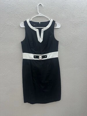 Vestido para mujer AGB talla 6 negro blanco detalle sin mangas acento en la cintura Foto 1 de 4