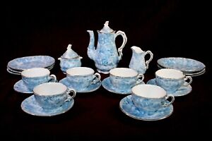 21 Piece Childs Tea Set - Wonderful Blue Pattern - Victoria Carlsbad - Austria