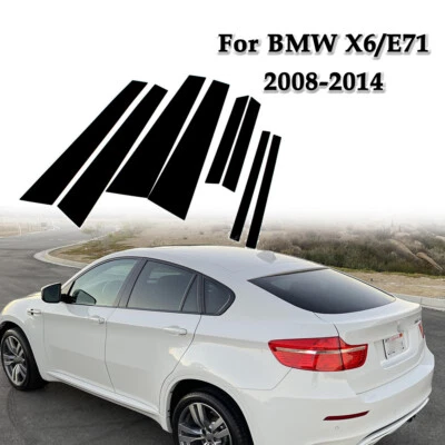 For BMW X6 E71 2008-2013 2014 Glossy Black Door Side Pillar Posts Window Cover Foto 1 de 4