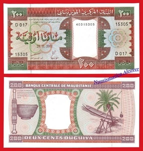 MAURITANIA MAURITANIE 200 Ouguiya 2002 Pick 5j SC / UNC - Imagen 1 de 1