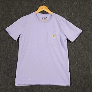 Carhartt Womens Small Short Sleeve Work T-Shirt Light Purple Pocket Tee Loose - Picture 1 of 12