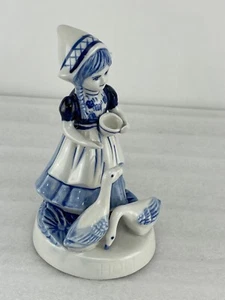 Niñas/gansos holandeses pintados a mano DE COLECCIÓN - HOLANDA - Delftware azul - Imagen 1 de 10
