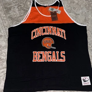 Canotta Cincinnati Bengals Mitchell & Ness NFL in feltro ricamato nuova con etichetta - Foto 1 di 4
