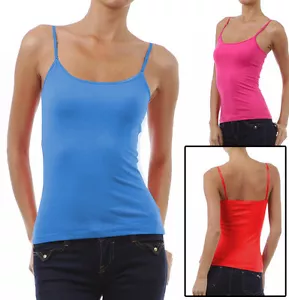 CAMI Camisole with Built in Shelf BRA Adjustable Spaghetti Strap Layer Tank Top - Afbeelding 1 van 34