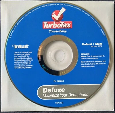 TurboTax Deluxe 2007 Software for Federal and State Tax Preparation, CD - Image 1 of 3