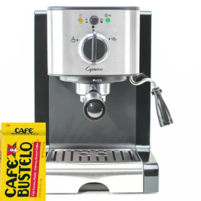 Capresso ec100 Espresso and Cappuccino Machine  Black and Stainless w/Coffee - Image 1 of 4