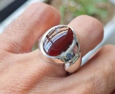 Natural Sulemani Hakik Silver Ring Father's Day gift-Birthday Gift Ring for him - Image 1 of 4