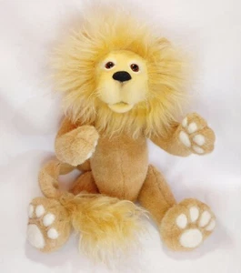 Artisan Crafted Plush Jointed Lion 19" Painted Felt Face Glass Eyes Posable Tail - Bild 1 von 12