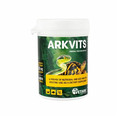 VETARK ANIMAL HEALTH Vetark Arkvits Mineral Feed Supplement Reptile Support vitamins A, C and E - 50g