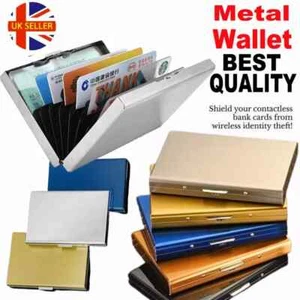 Metal Wallet Credit Card Holders Thin Box Case RFID Blocking Aluminum Protector - Picture 1 of 11