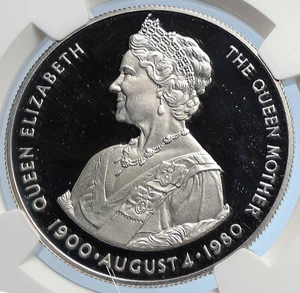 1980 FALKLAND ISLANDS Elizabeth II 80th Y Proof Silver 50 Pence Coin NGC i105874 - Picture 1 of 5