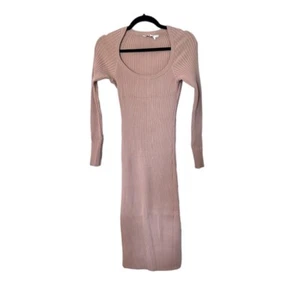 Abito body midi Astr the Label rosa malva a costine maniche lunghe taglia M nuovo senza etichette - Foto 1 di 8