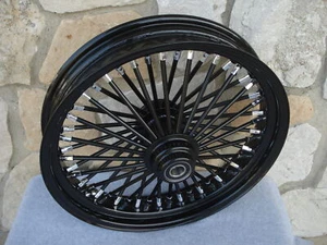16" KCINT BLACK FAT SPOKE S/D FRONT WHEEL HARLEY HERITAGE FAT BOY DELUXE 2000-06 - Picture 1 of 7