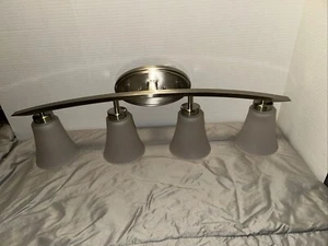 Allen + Roth Lyndsay 4-Light Nickel Transitional Vanity Light Bar - Picture 1 of 6