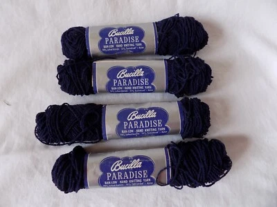 Lot of4 Skeins Navy Blue Bucilla Paradise Yarn  NOS Fingering  wt. acetate nylon - Image 1 of 4