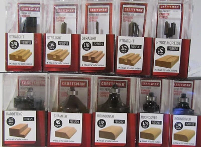 You Pick CRAFTSMAN Carbide 1/4" Shank Rabbeting,Straight, RoundOver, Mortising - Image 1 of 2