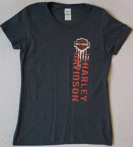 HARLEY DAVIDSON Motorcycle Ladies Size Small Blueish Gray T-Shirt - Picture 1 of 4